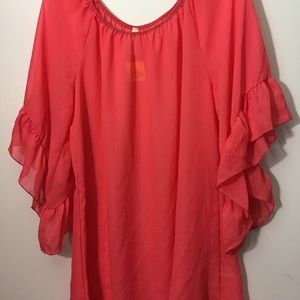 Coral sheer tunic